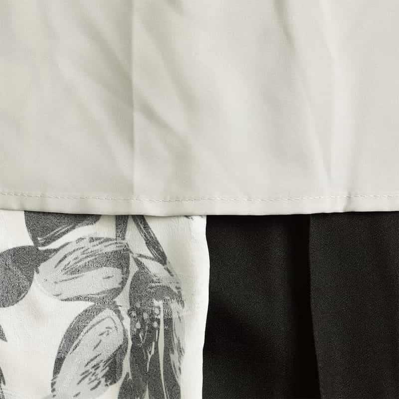 BARNEYS NEW YORK 異素材コンビネーション フラワープリントドレス WHITE