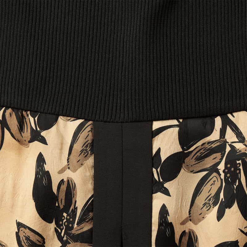 BARNEYS NEW YORK 異素材コンビネーション フラワープリントドレス BEIGE