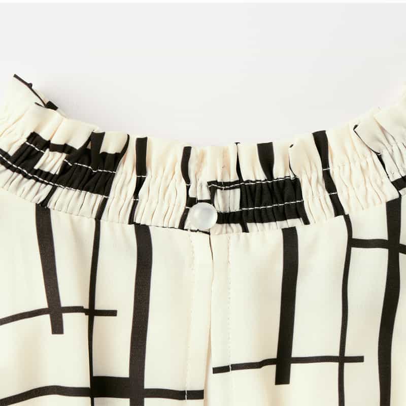 BARNEYS NEW YORK ウォッシャブル ジオメトリック柄ロングドレス WHITE