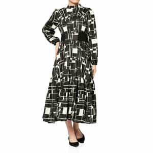 ウォッシャブル ジオメトリック柄ロングドレス