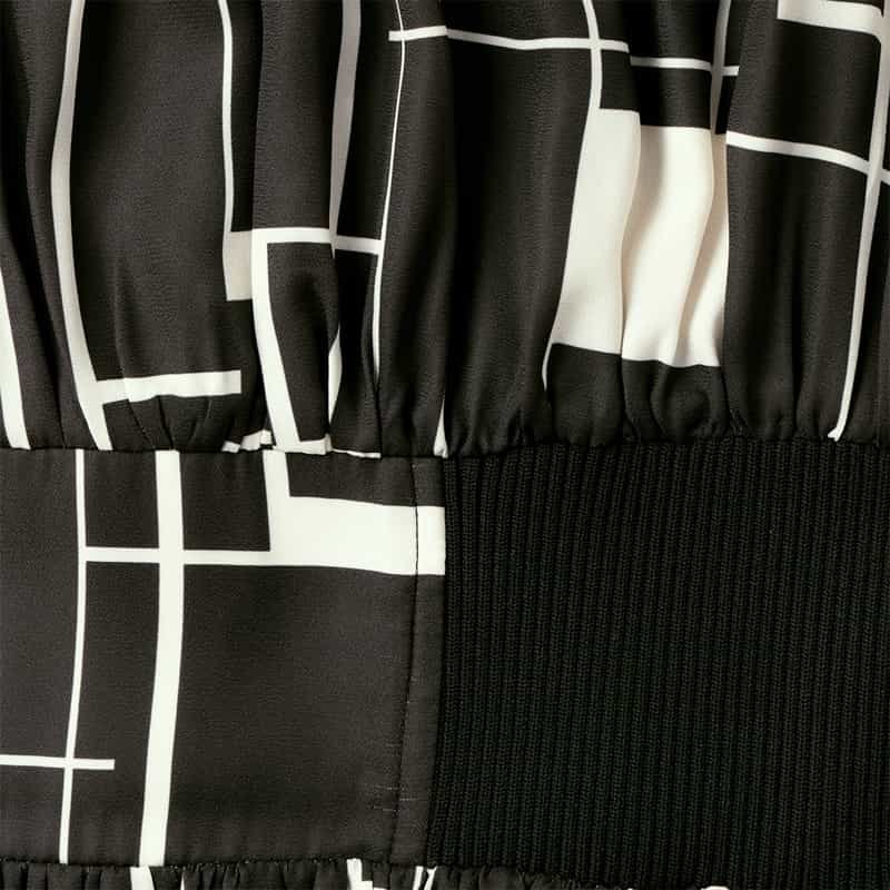 BARNEYS NEW YORK ウォッシャブル ジオメトリック柄ロングドレス BLACK