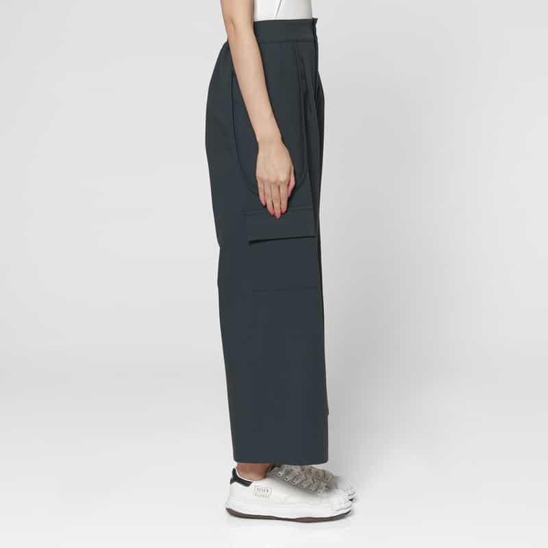 BARNEYS NEW YORK ウォッシャブル サイドポケット付き ワイドパンツ GRAY