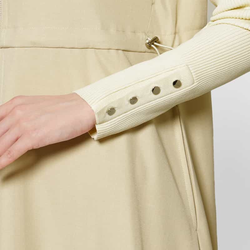 BARNEYS NEW YORK ウォッシャブル 異素材コンビネーション ドローストリングドレス BEIGE