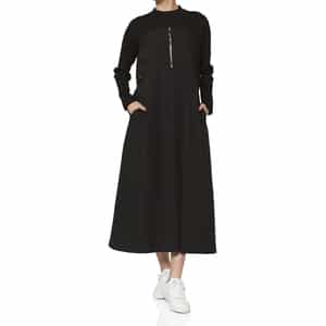 ウォッシャブル 異素材コンビネーション ドローストリングドレス