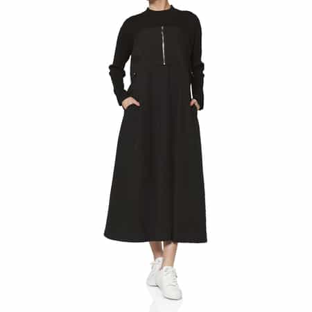 ウォッシャブル 異素材コンビネーション ドローストリングドレス