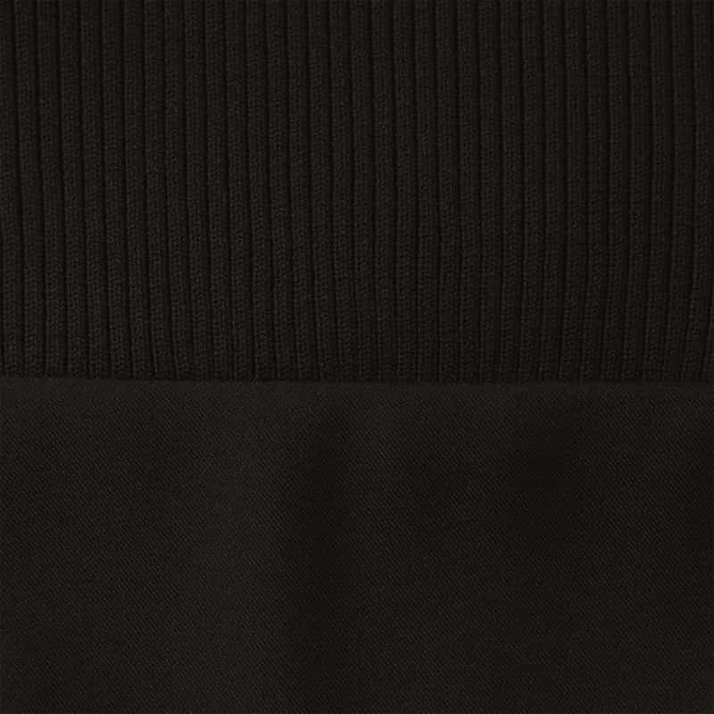 BARNEYS NEW YORK ウォッシャブル 異素材コンビネーション ドローストリングドレス BLACK