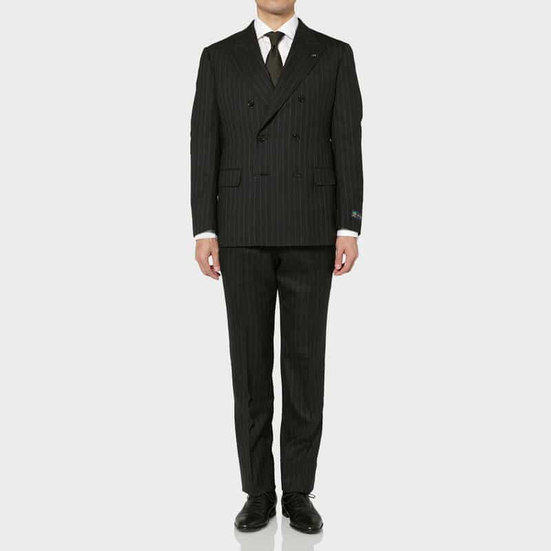 BARNEYS NEW YORK チョークストライプ柄ダブルブレストスーツ"MADISON" BLACK