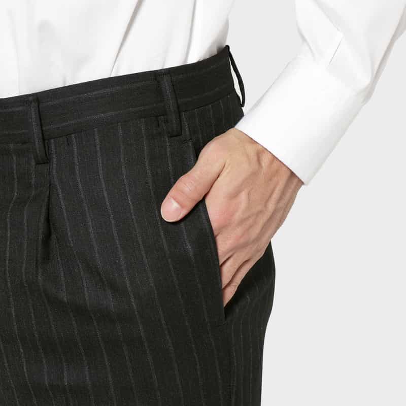 BARNEYS NEW YORK チョークストライプ柄ダブルブレストスーツ"MADISON" BLACK