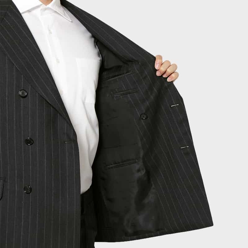 BARNEYS NEW YORK チョークストライプ柄ダブルブレストスーツ"MADISON" BLACK