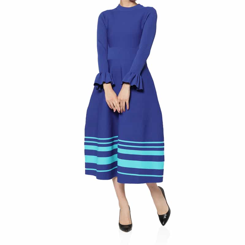 ウォッシャブル ラッフルスリーブニットドレス