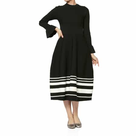 ウォッシャブル ラッフルスリーブニットドレス