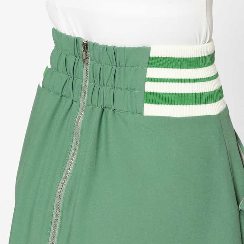 BARNEYS NEW YORK ウォッシャブル サイドボーダーフレアスカート GREEN