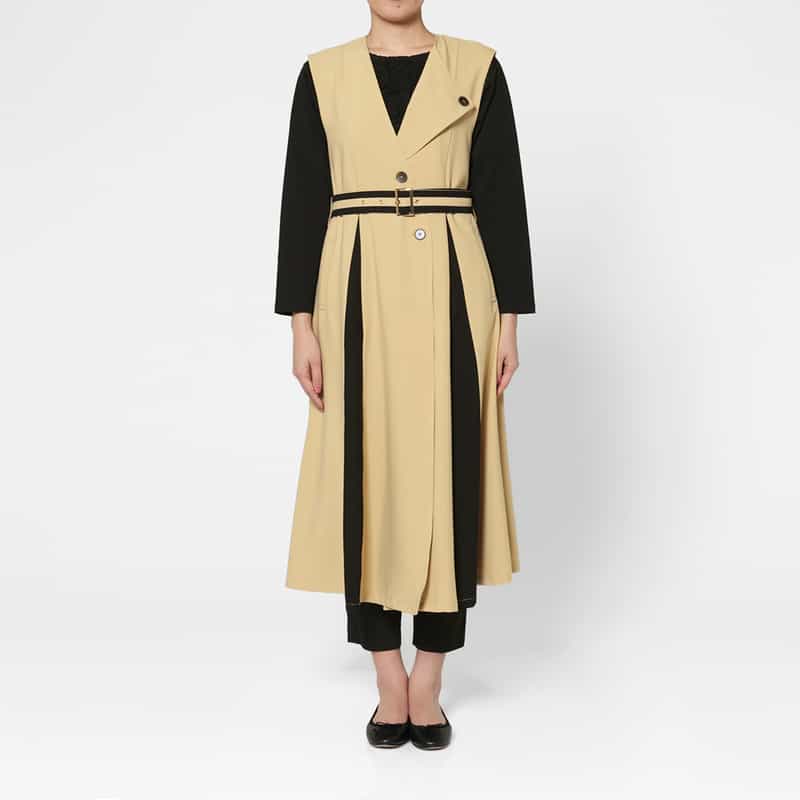 BARNEYS NEW YORK アシンメトリーデザイン ジレコート BEIGE