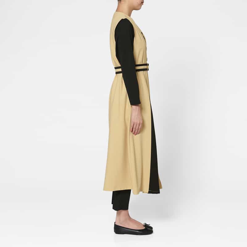 BARNEYS NEW YORK アシンメトリーデザイン ジレコート BEIGE