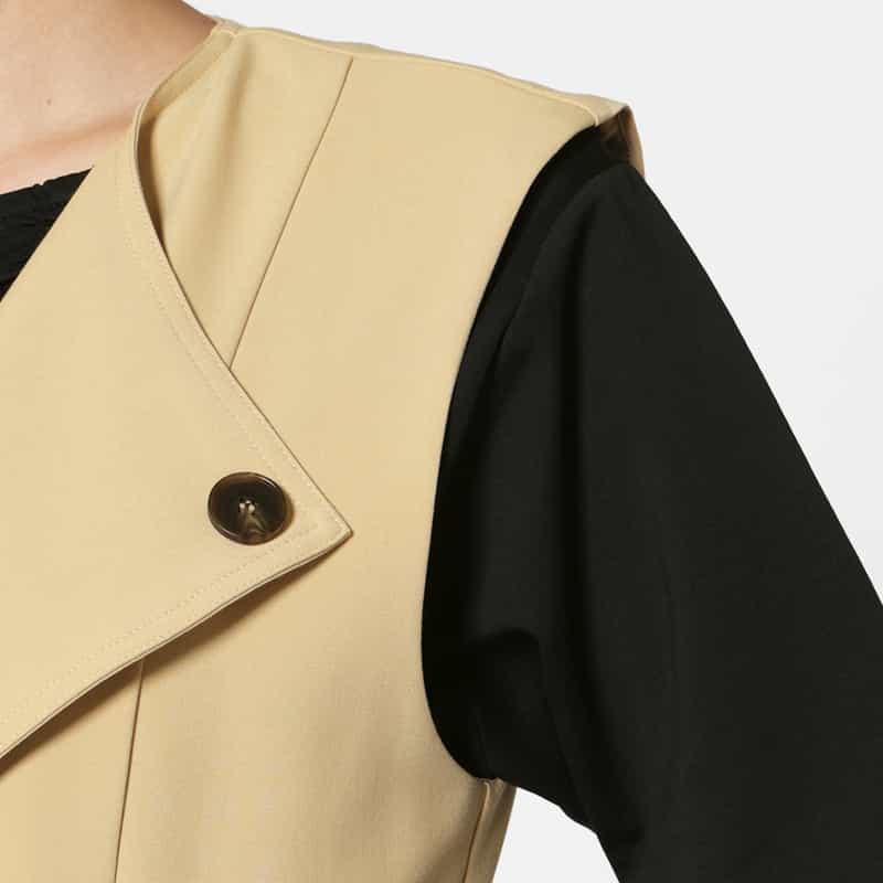 BARNEYS NEW YORK アシンメトリーデザイン ジレコート BEIGE