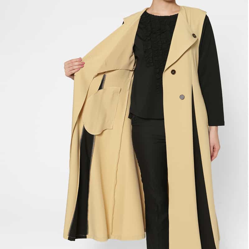 BARNEYS NEW YORK アシンメトリーデザイン ジレコート BEIGE