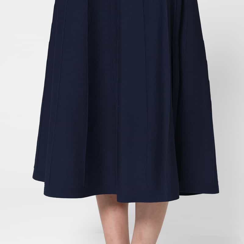 BARNEYS NEW YORK ウォッシャブル ボウタイデザイン 切替ニットドレス NAVY