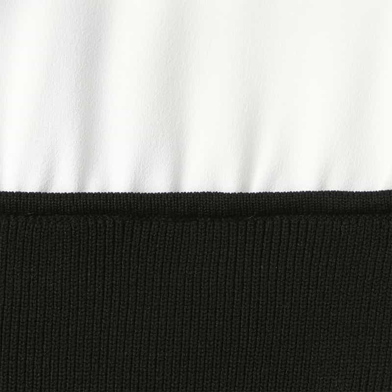 BARNEYS NEW YORK ウォッシャブル ボウタイデザイン 切替ニットドレス BLACK