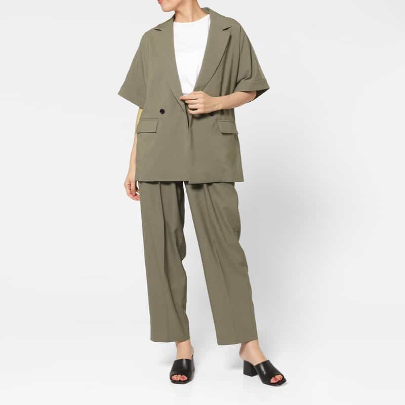 BARNEYS NEW YORK セットアップ ウォッシャブル ハーフスリーブジャケット BROWN