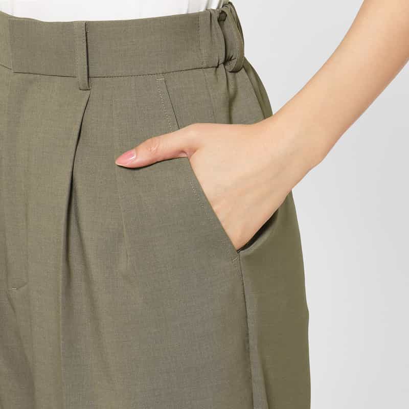 BARNEYS NEW YORK セットアップ ウォッシャブル バレルレッグパンツ BROWN