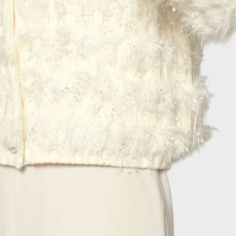 BARNEYS NEW YORK ファンシーヤーン パールボタンニットカーディガン IVORY