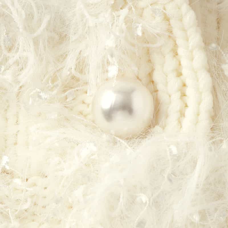 BARNEYS NEW YORK ファンシーヤーン パールボタンニットカーディガン IVORY