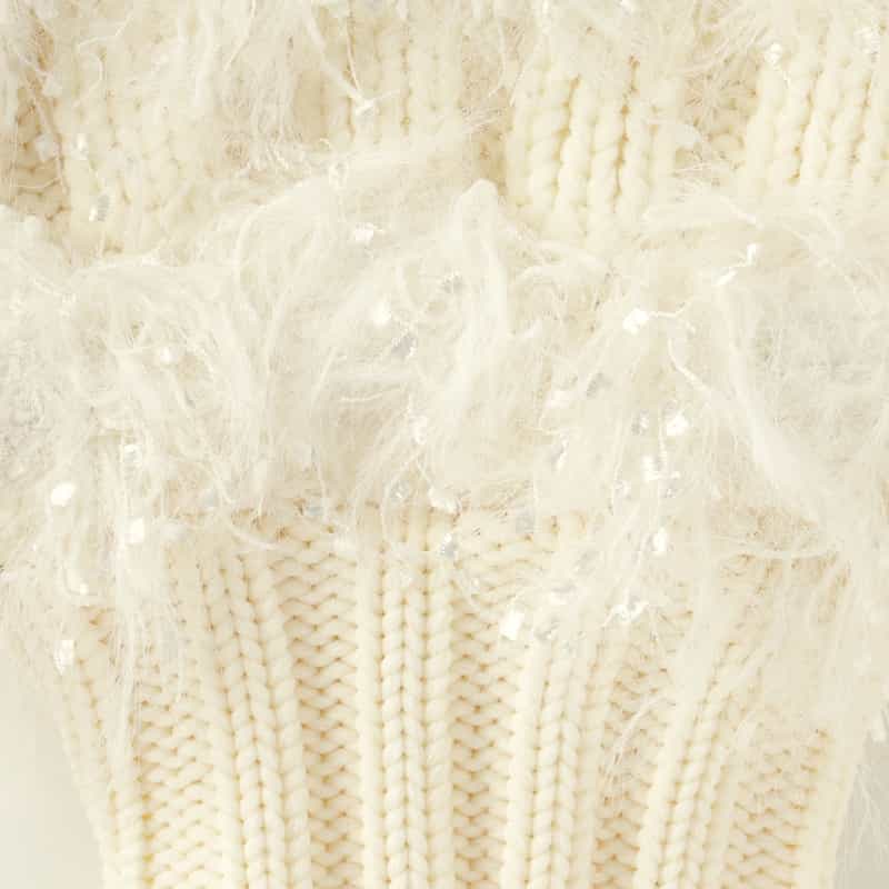 BARNEYS NEW YORK ファンシーヤーン パールボタンニットカーディガン IVORY