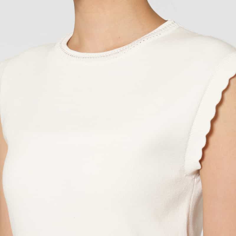 BARNEYS NEW YORK ウォッシャブル クロシェット編みニットドレス WHITE