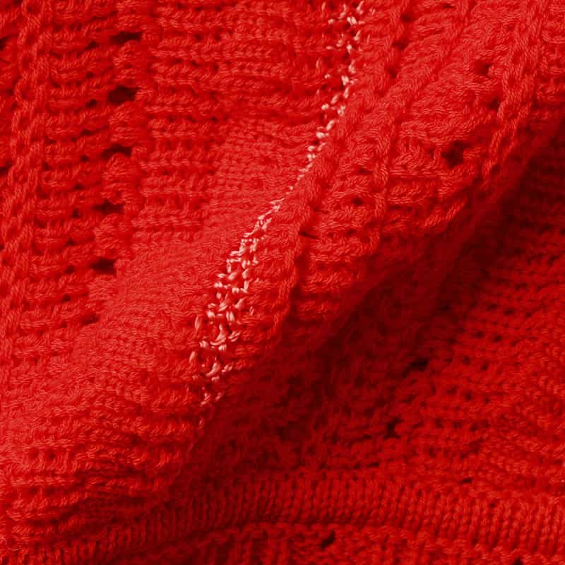 BARNEYS NEW YORK ウォッシャブル クロシェット編みニットボレロカーディガン RED