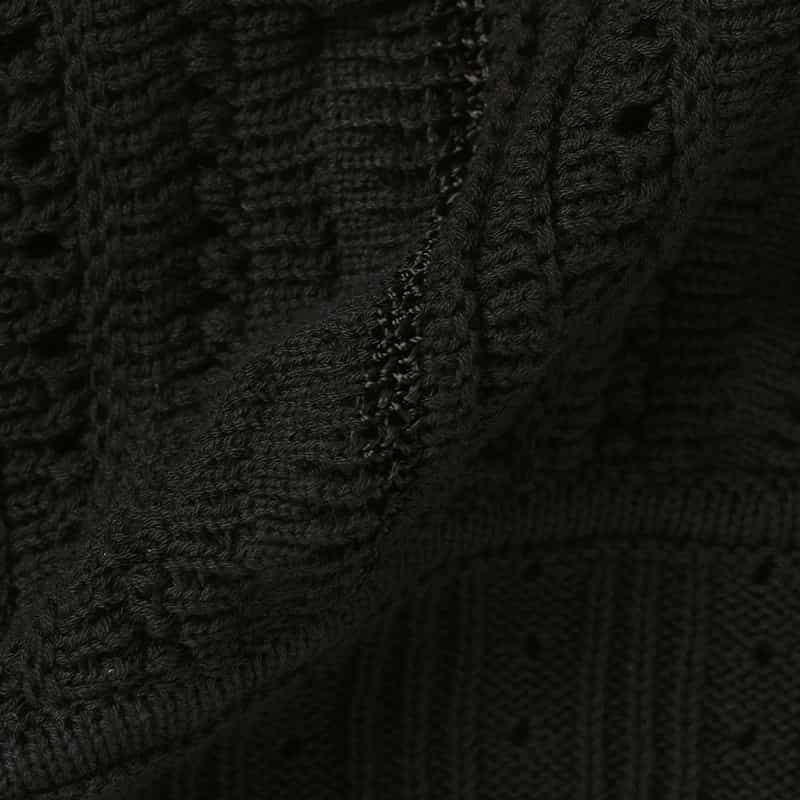 BARNEYS NEW YORK ウォッシャブル クロシェット編みニットボレロカーディガン BLACK