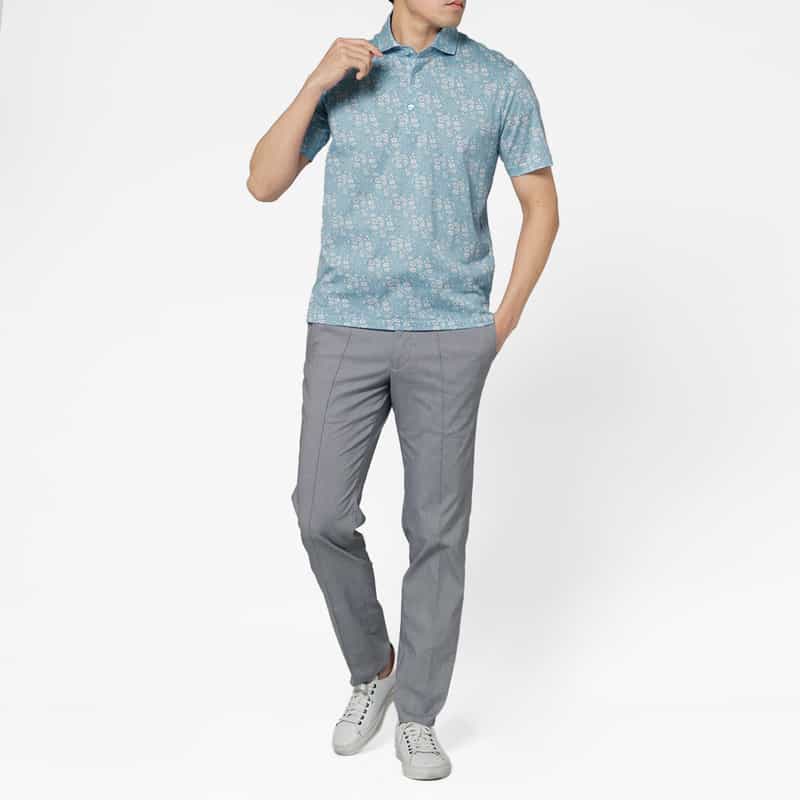 BARNEYS NEW YORK 小花柄ポロシャツ BLUE