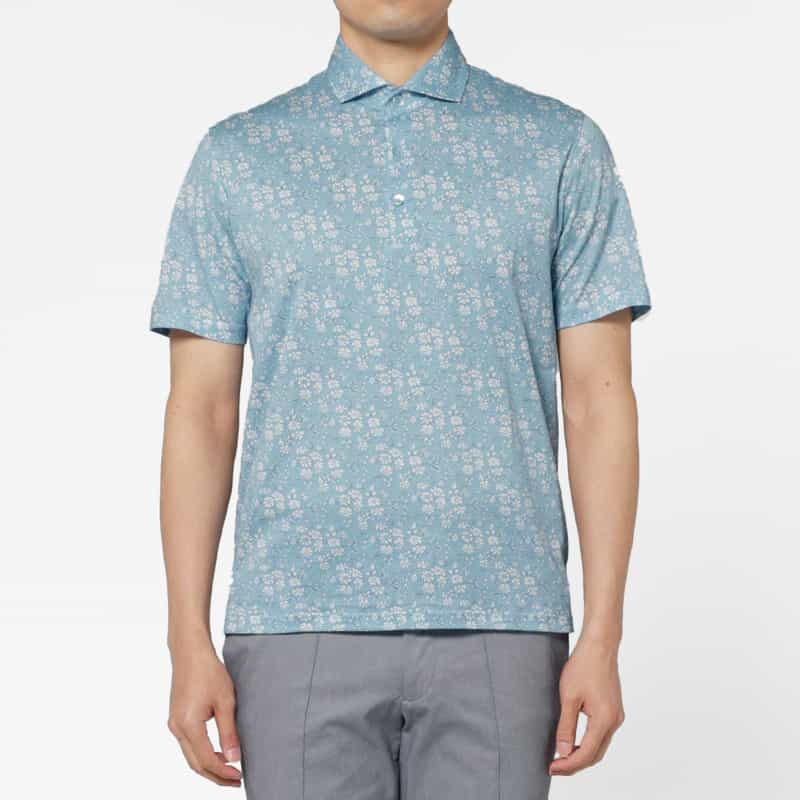 BARNEYS NEW YORK 小花柄ポロシャツ BLUE