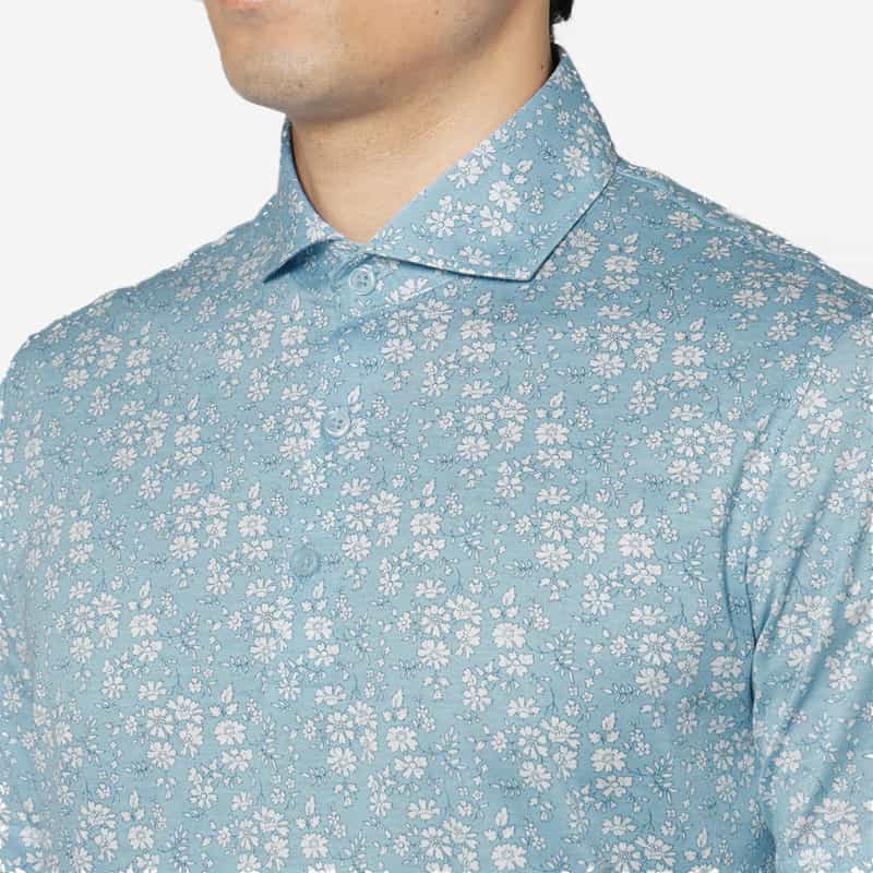 BARNEYS NEW YORK 小花柄ポロシャツ BLUE