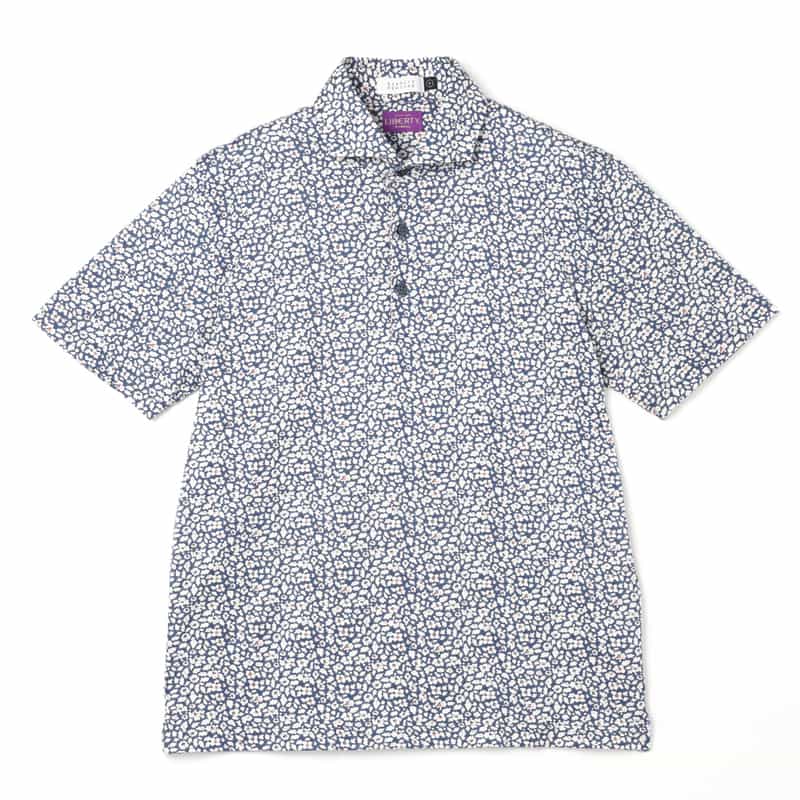 BARNEYS NEW YORK 小花柄ポロシャツ NAVY
