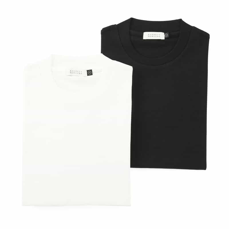 BARNEYS NEW YORK スロープネックTシャツ（白黒2枚組） NONE