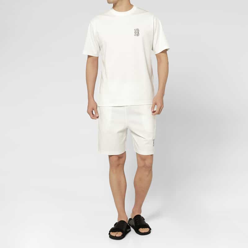 BARNEYS NEW YORK セットアップ ワンポイントロゴ入りショーツ WHITE