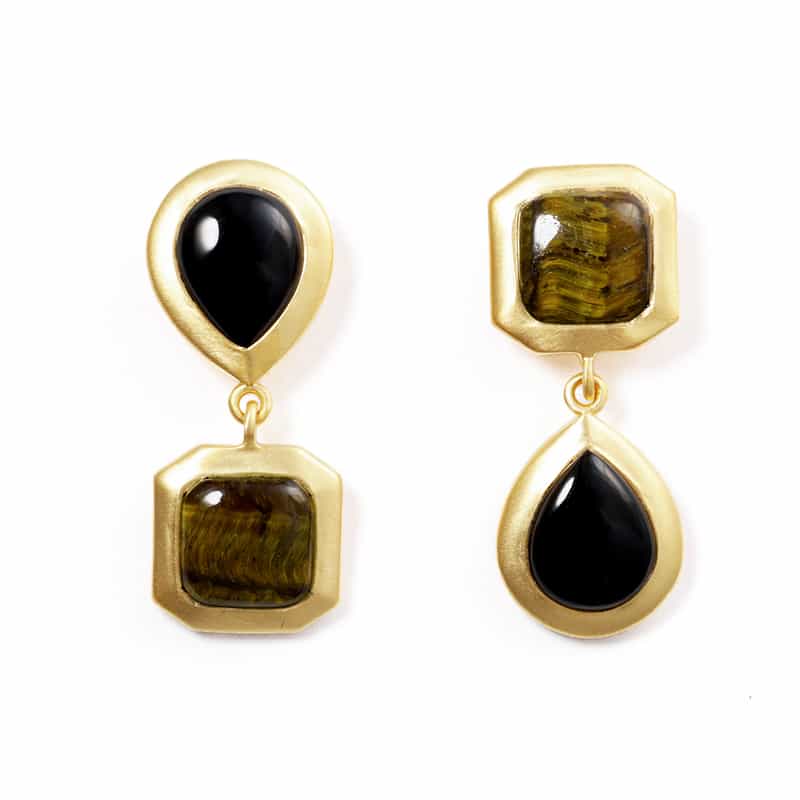 LA SOEUR＜ラ スール＞ ピアス（タイガーアイ・ブラックオニキス）