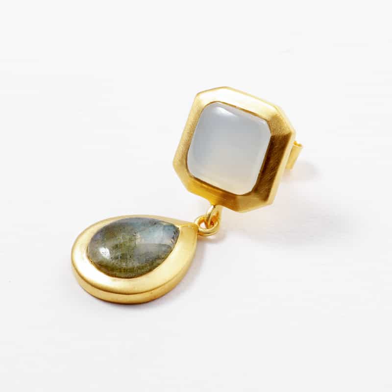 LA SOEUR LA SOEUR＜ラ スール＞ バーニーズ　ニューヨーク限定 ピアス（ラブラドライト・ホワイトカルセドニー） GOLD