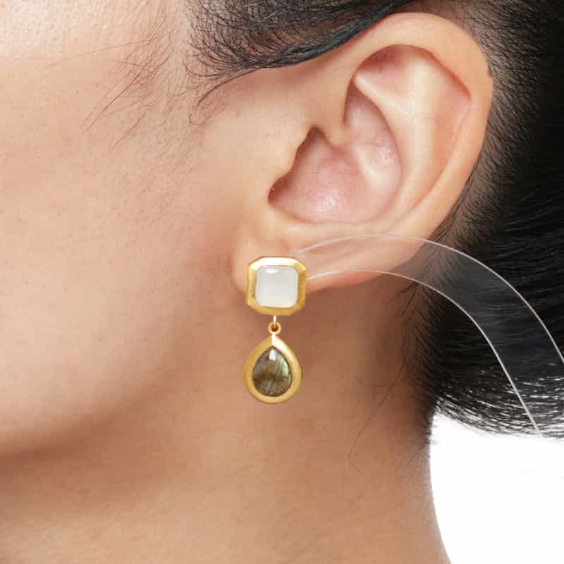 LA SOEUR LA SOEUR＜ラ スール＞ バーニーズ　ニューヨーク限定 ピアス（ラブラドライト・ホワイトカルセドニー） GOLD