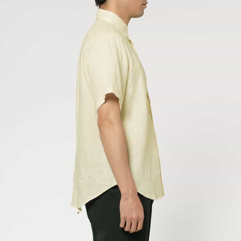 BARNEYS NEW YORK ショートスリーブリネンシャツ WHITE