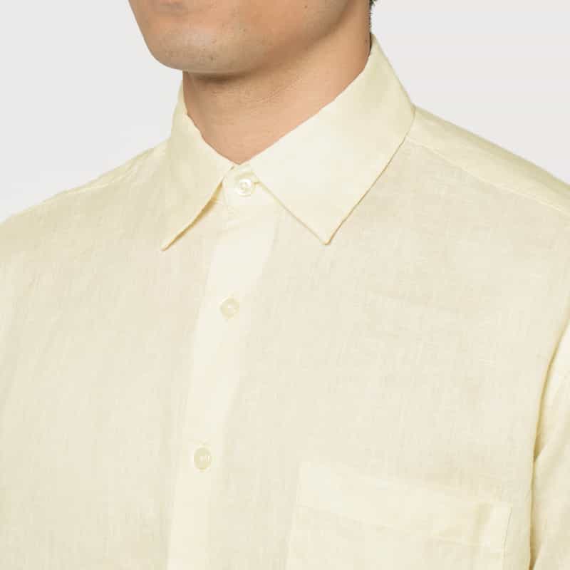 BARNEYS NEW YORK ショートスリーブリネンシャツ WHITE