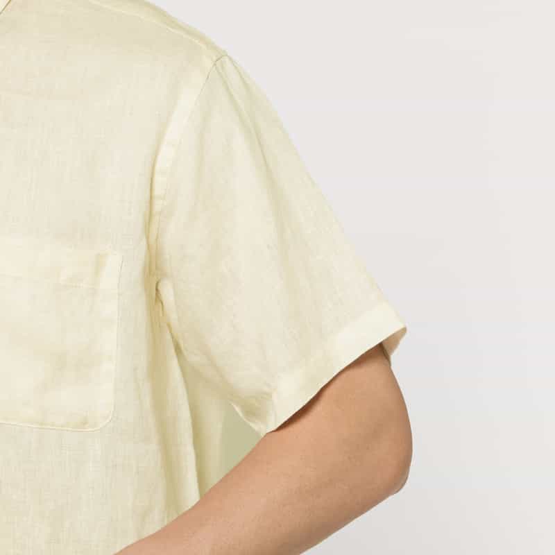 BARNEYS NEW YORK ショートスリーブリネンシャツ WHITE