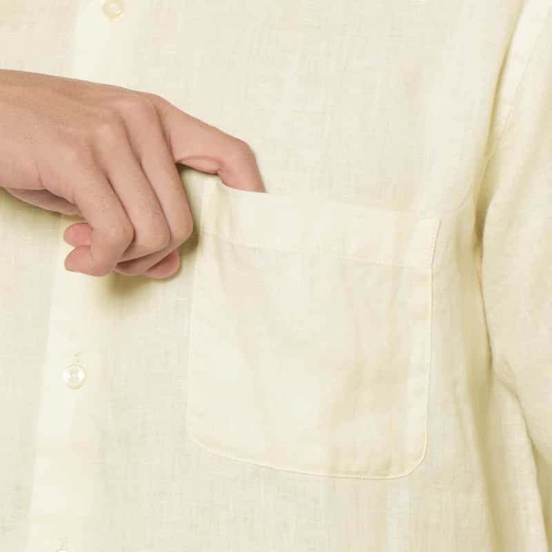 BARNEYS NEW YORK ショートスリーブリネンシャツ WHITE