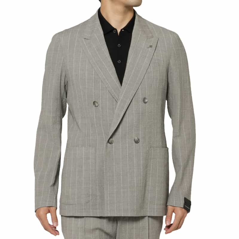 TAGLIATORE TAGLIATORE＜タリアトーレ＞ ストライプ柄ダブルブレストジャケット LIGHT GRAY