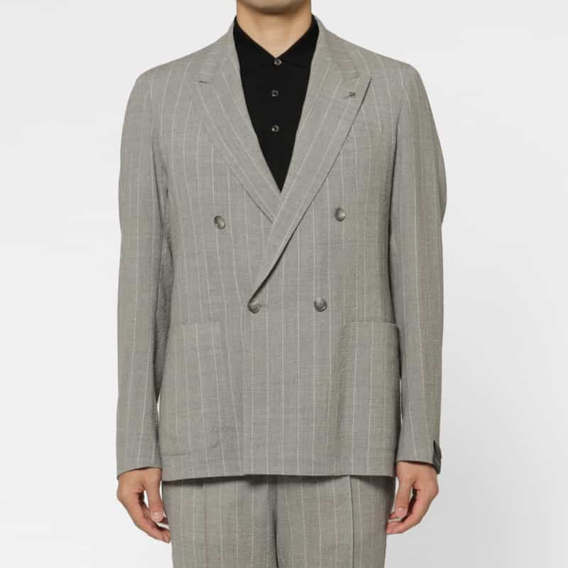 TAGLIATORE TAGLIATORE＜タリアトーレ＞ ストライプ柄ダブルブレストジャケット LIGHT GRAY