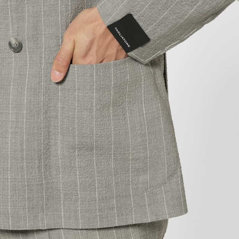 TAGLIATORE TAGLIATORE＜タリアトーレ＞ ストライプ柄ダブルブレストジャケット LIGHT GRAY