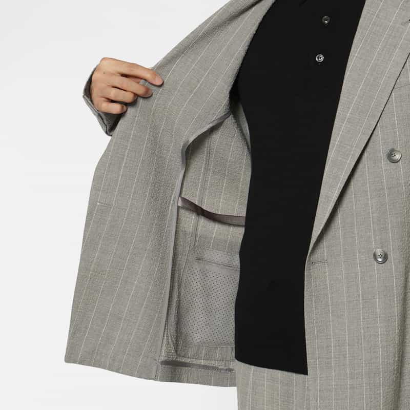 TAGLIATORE TAGLIATORE＜タリアトーレ＞ ストライプ柄ダブルブレストジャケット LIGHT GRAY