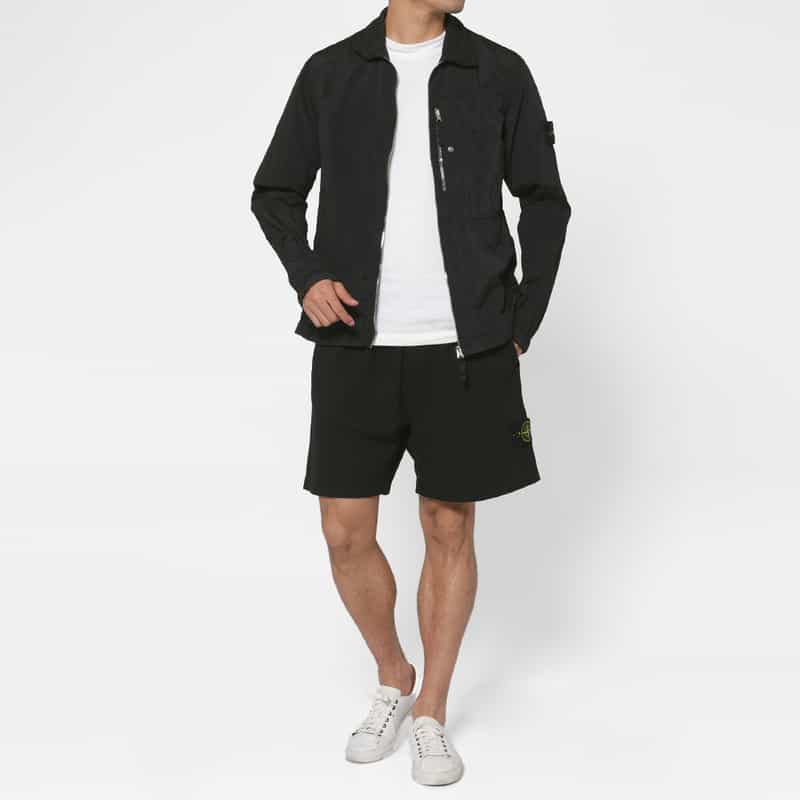 STONE ISLAND STONE ISLAND ＜ストーン アイランド＞ ナイロン素材ジップアップシャツ BLACK