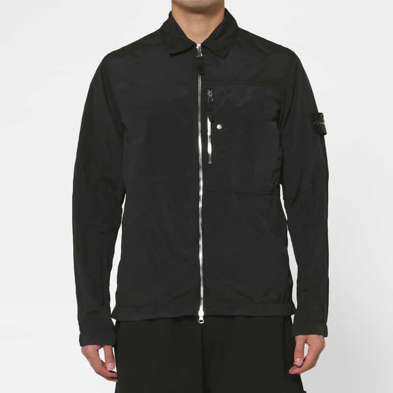 STONE ISLAND STONE ISLAND ＜ストーン アイランド＞ ナイロン素材ジップアップシャツ BLACK
