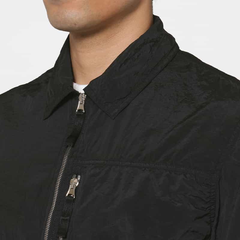 STONE ISLAND STONE ISLAND ＜ストーン アイランド＞ ナイロン素材ジップアップシャツ BLACK